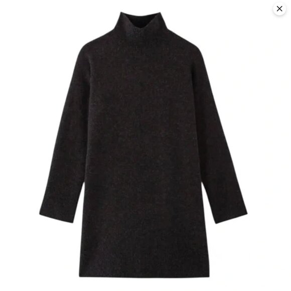 Everlane The Cozy Wool-Blend Stretch Turtleneck Dress in Grey - Picture 2 of 8
